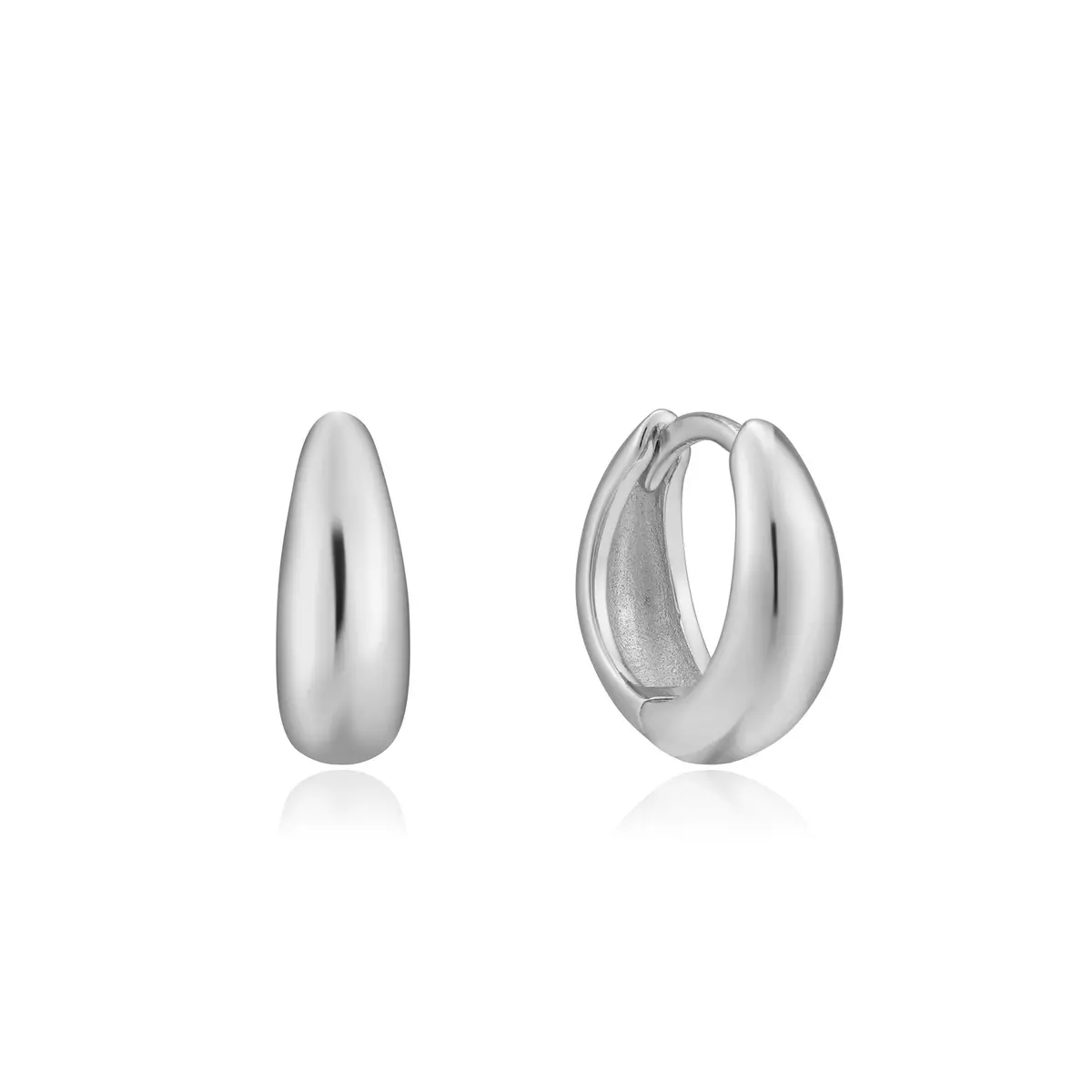 Silver Luxe Huggie Hoop Earrings 1