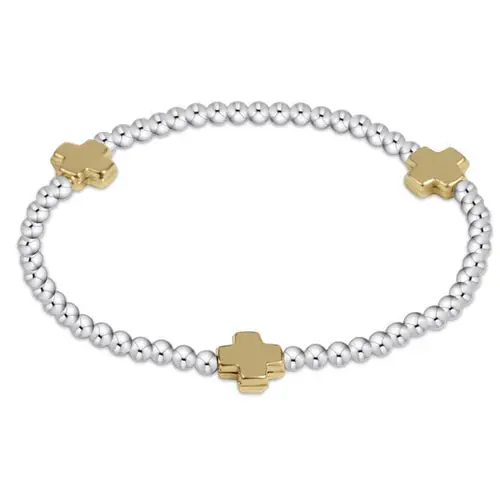 Extends Signature Cross 3Mm Mixed Metal Bracelet - Gold 1