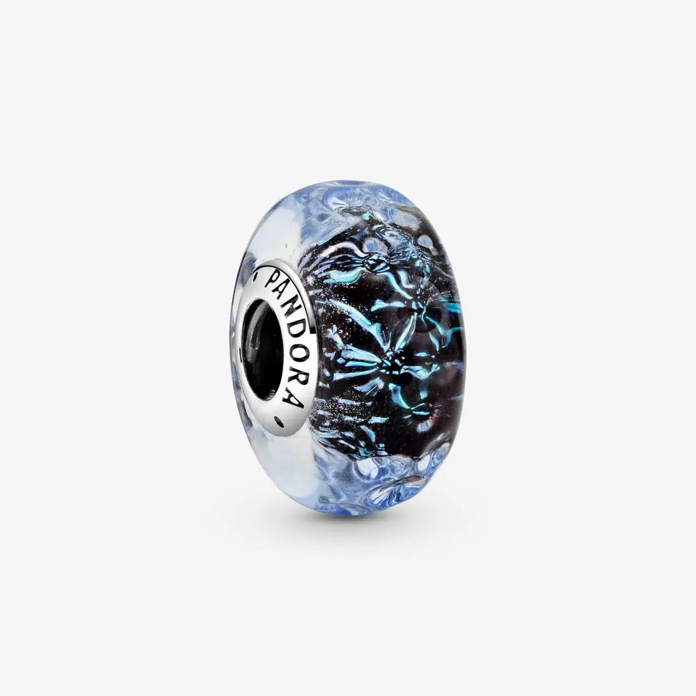 Wavy Dark Blue Murano Glass Ocean Charm 1