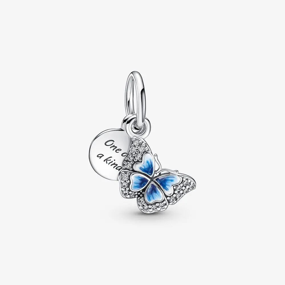 Blue Butterfly & Quote Double Dangle Charm 1