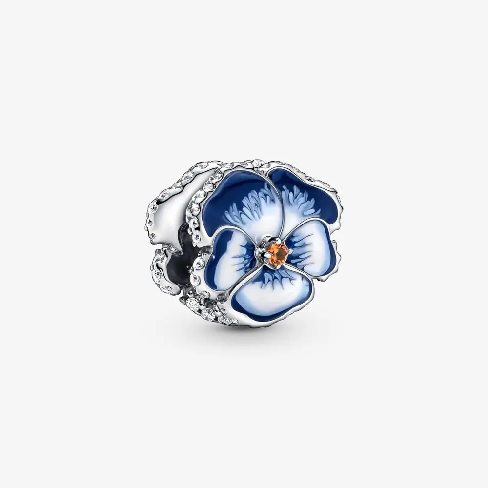 Blue Pansy Flower Charm 1