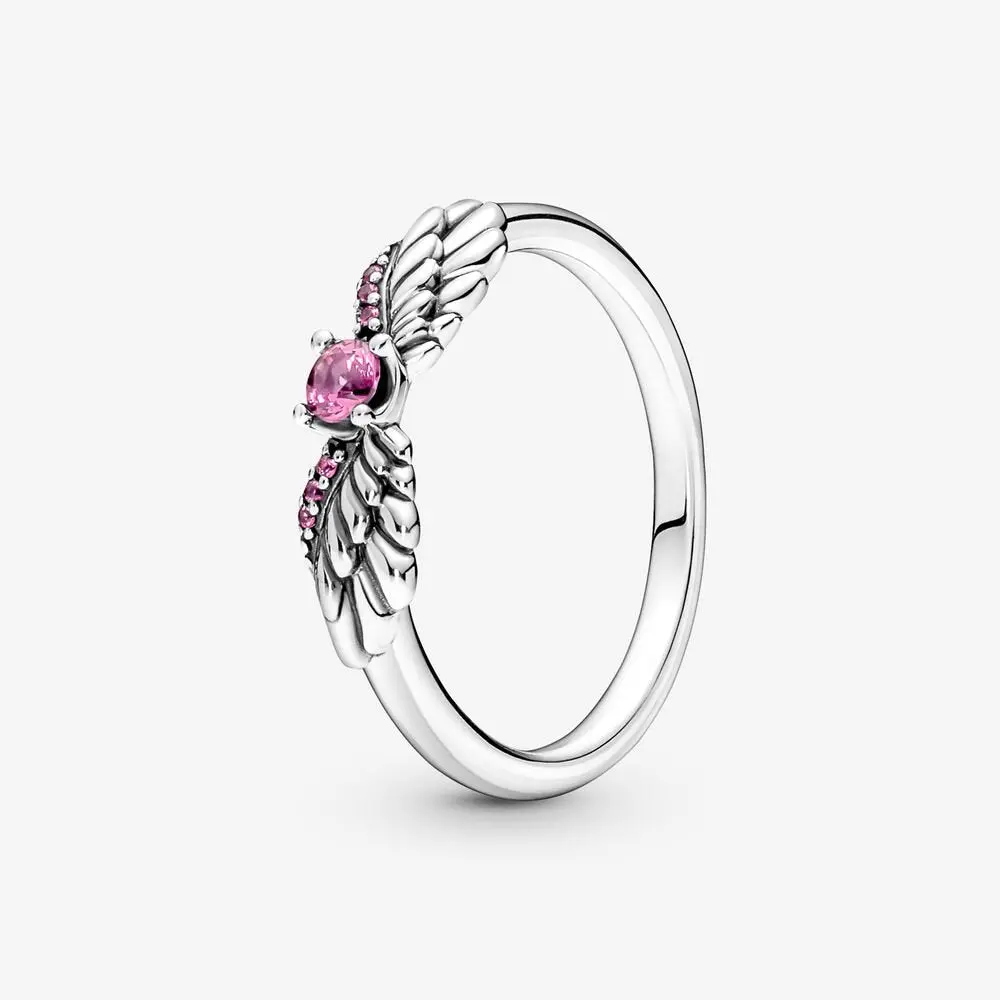 Sparkling Angel Wings Ring | Pink Crystal 1