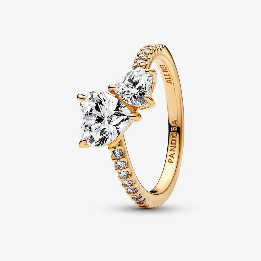 Double Heart Sparkling Ring 1