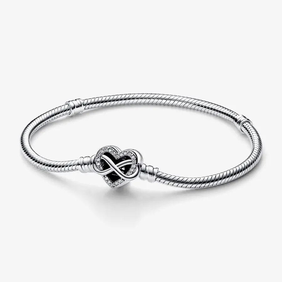 Pandora Moments Sparkling Infinity Heart Clasp Snake Chain Bracelet 1