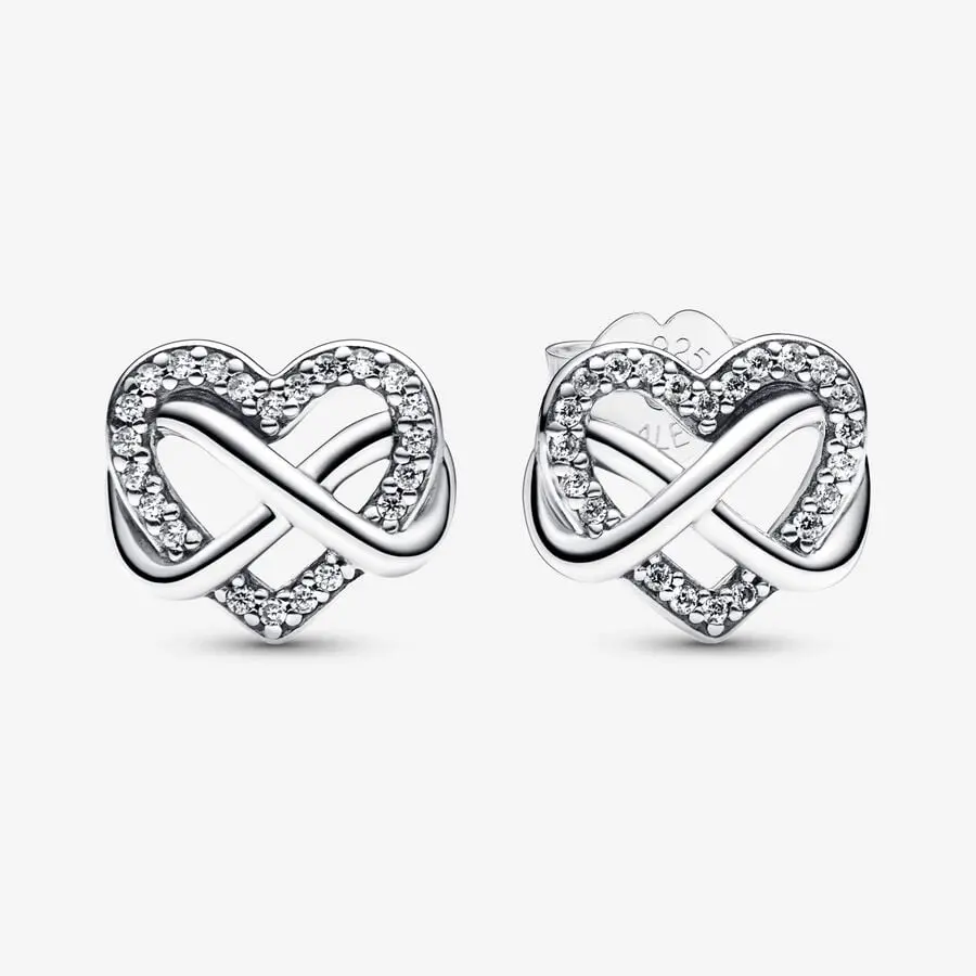 Sparkling Infinity Heart Stud Earrings 1