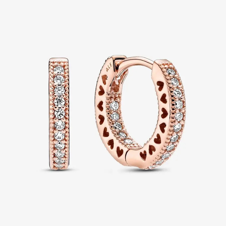 Pavé Heart Hoop Earrings 1