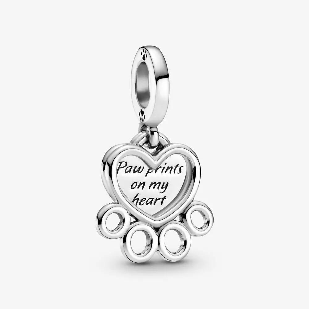 Hearts & Paw Print Dangle Charm 1