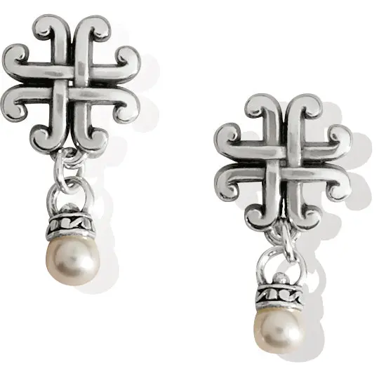 Taos Pearl Cross Petite Post Drop Earrings 1