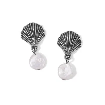 Silver Shells Pearl Drop Earrings 1