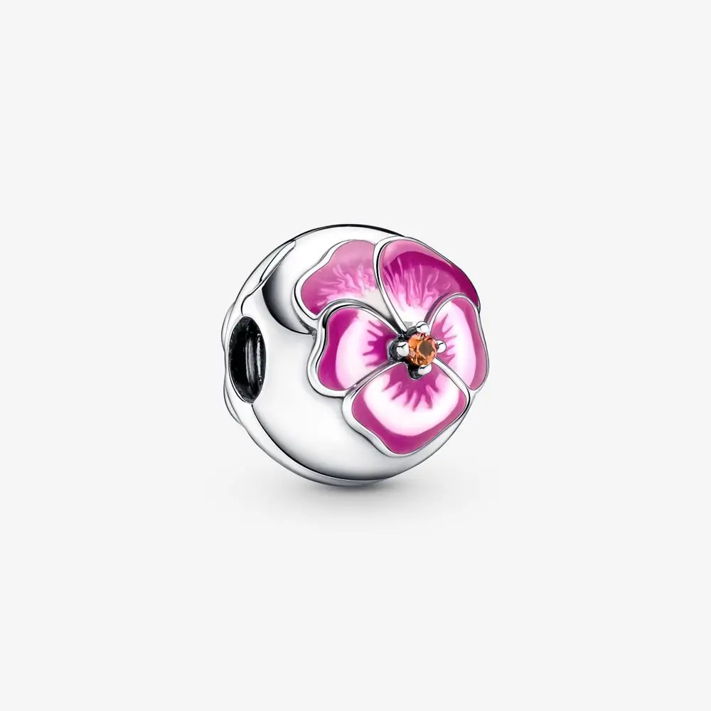 Pink Pansy Flower Clip Charm 1