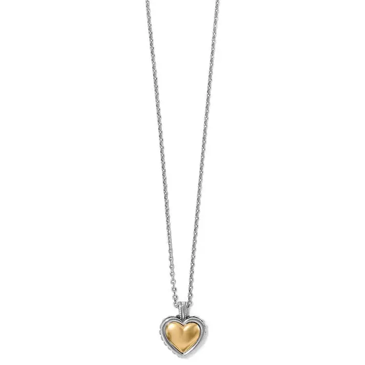 Pretty Tough Bold Two Tone Heart Petite Necklace 1