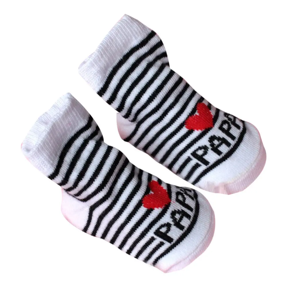 0-6M Baby Socks  Infant Boy Girl Slip-Resistant Floor Socks Love Mama Papa Letter Socks Drop Shipping 1