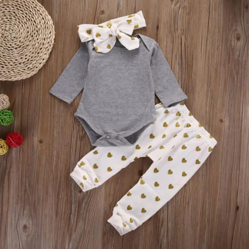 1Set Newborn Baby Boys Girls Deer Tops Romper Pants Hat 3Pcs Outfits Clothes Baby Cothing 1