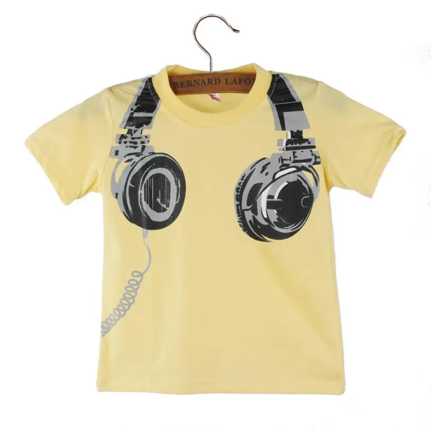 Boy Kids Summer Casual Headphone Short Sleeve Tops Blouses T Shirt  Boys T Shirts Fashion 2016 1