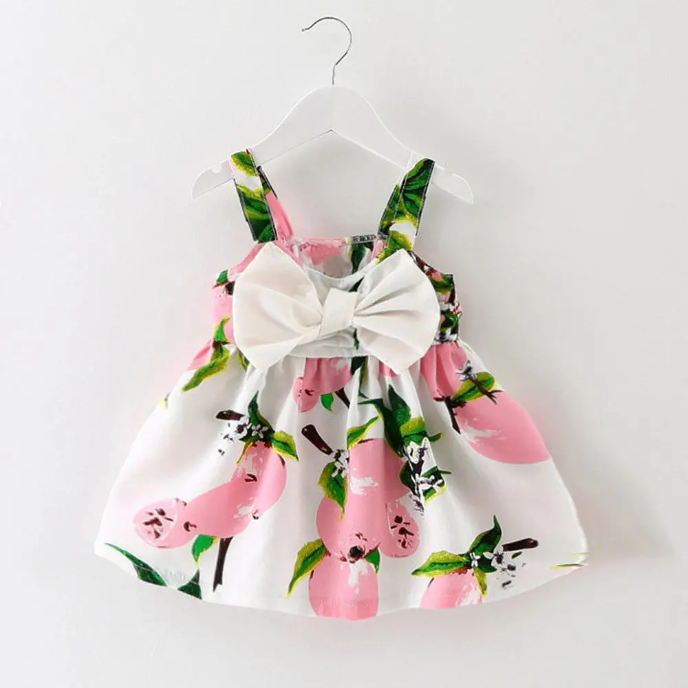 Baby Girl Clothes Lemon Printed Infant Outfit Sleeveless Princess Gallus Dress Kids Dresses For Girls 1