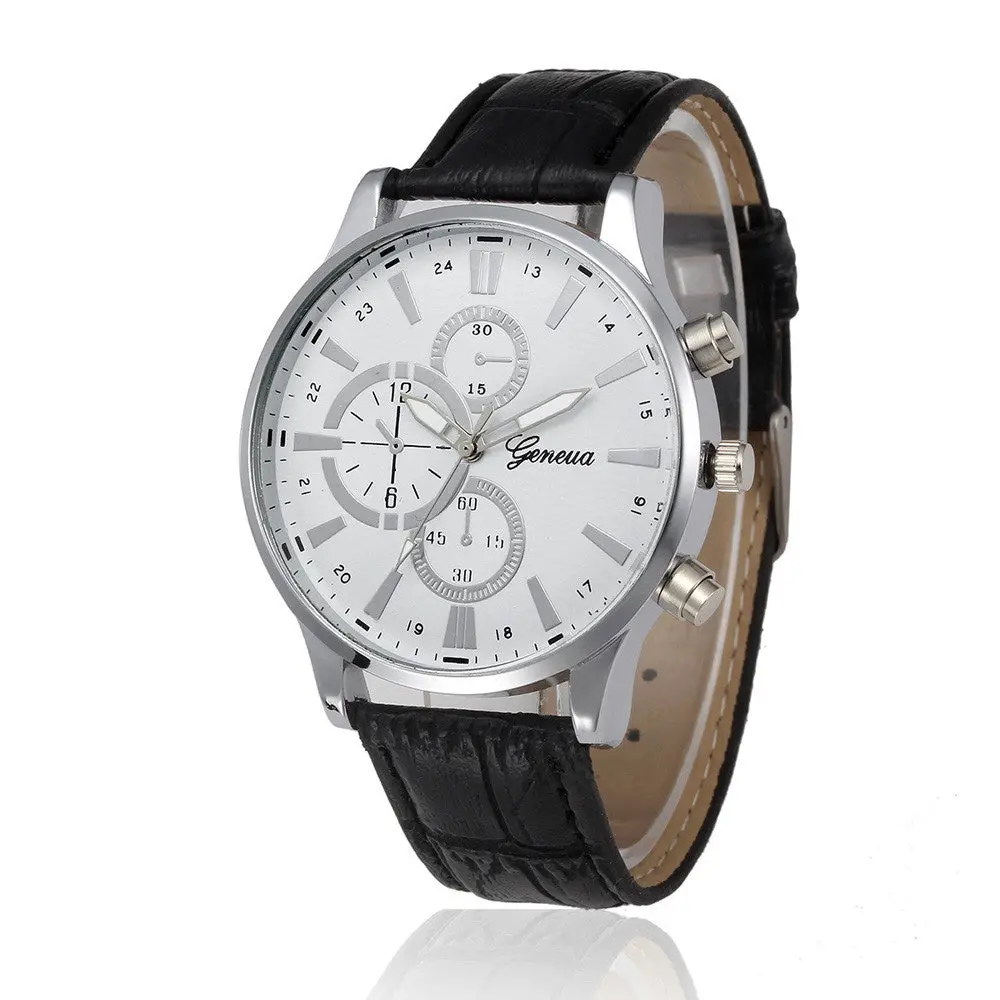 2016 New Geneva Fadux Leather Watch Men Fashion Quartz-Watch Wristwatches For Men Dress Business Quartz Watch Male Clock &023 1