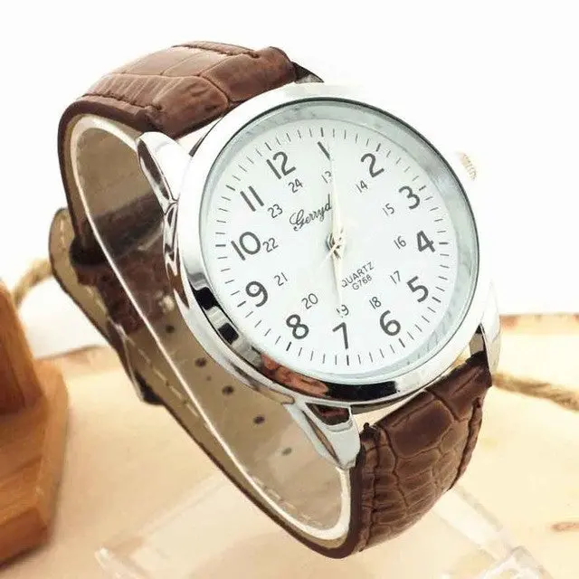 2017 Mens Fashion Watches Relojes Hombre Elegant Analog Luxury Geneva Watches Men Pu Leather Strap Quartz Mens Wrist Watch 6