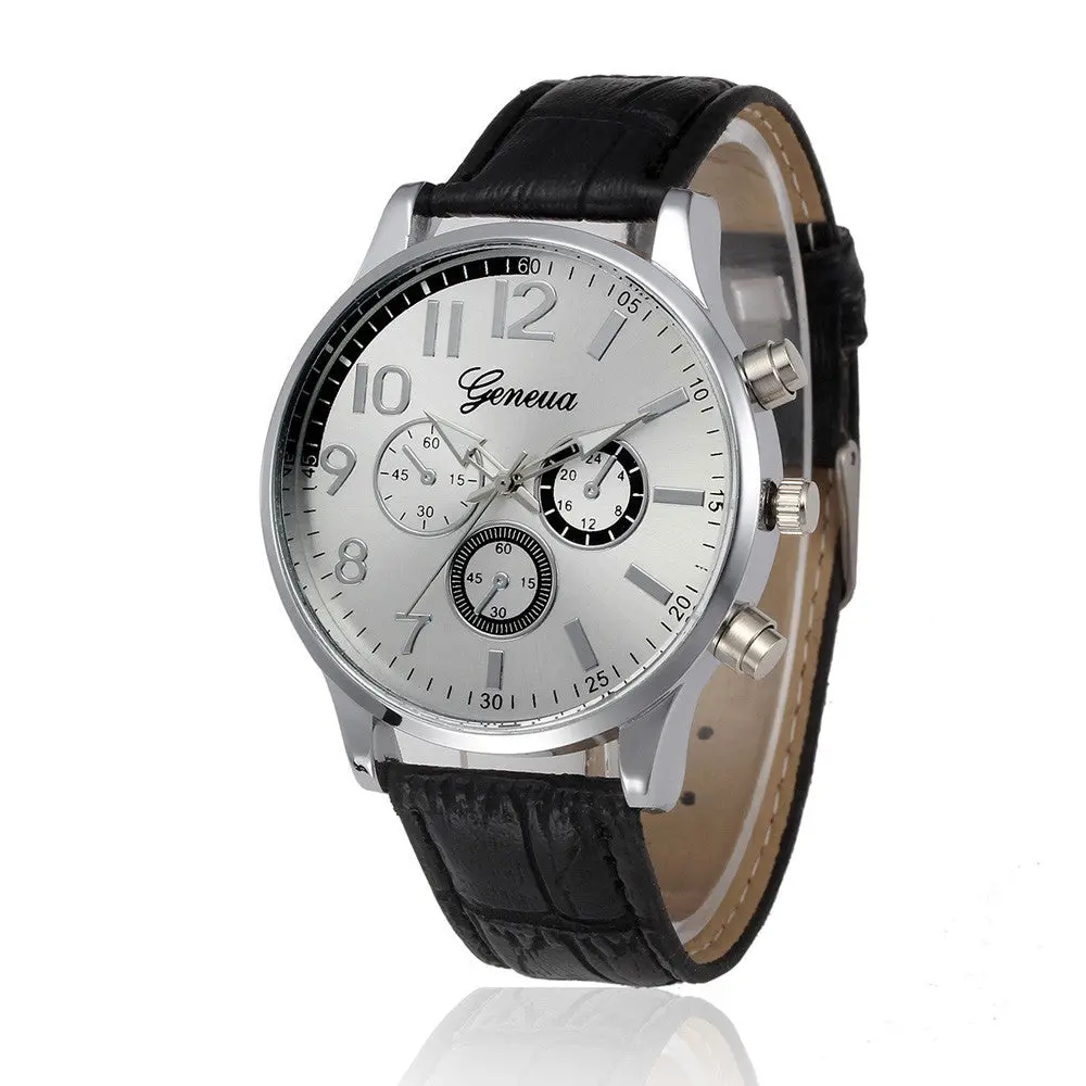 New Fashion Busniess Mens Watches Pu Leather Geneva Clock Men Retro Design Vintage Quartz Wrist Watches For Men Montre Homme &22 1
