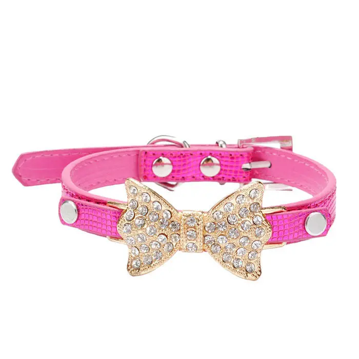 2016 Hot Sale Dog Collars Bowknot  Bling Rhinestones Dog Collar Pets Collar Dog Neck Pet Supplies Dog Products 1