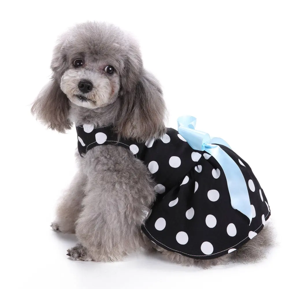 Cute Polka Dot Ribbon Dog Clothes For Small Dogs Girl Dress Dogs Products For Pets Roupa Pet Cachorro 1