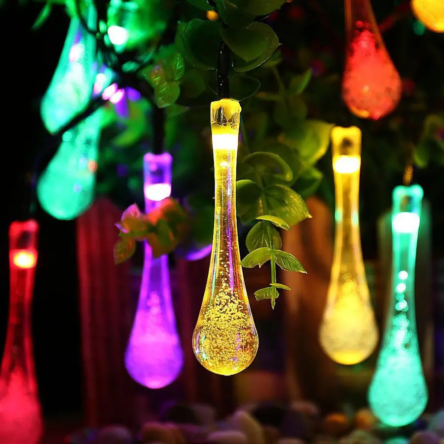 High Quality Led Solar Christmas Lights Waterproof Water Drop Romantic Solar Fairy String Lights For Garden Outdoor Indoor Decor 1