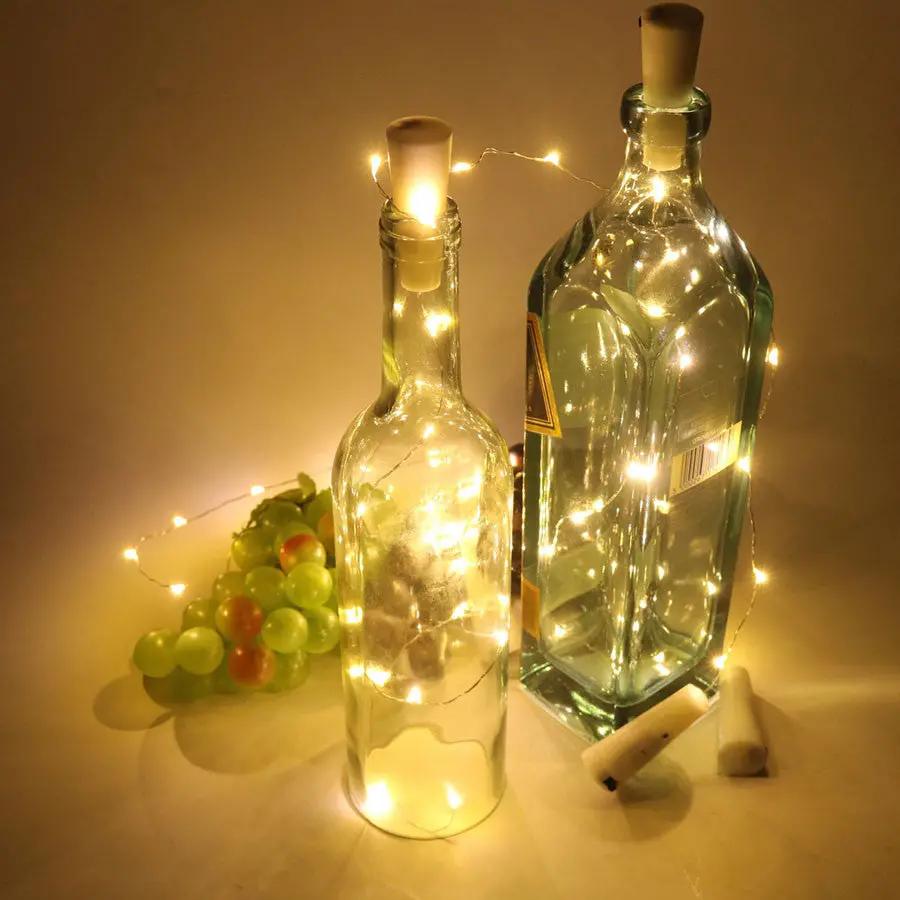 6Pcs/Lot Copper Wire String Light With Bottle Stopper Wine Bottle Lamp For Glass Craft Bottle Fairy Valentines Wedding Diy Decor 1