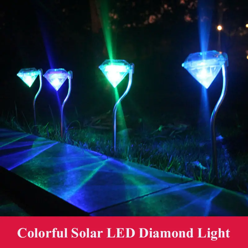 4 Pcs/Lot Colorful Solar Led Lamp Diamond Waterproof Outdoor Lawn Lamps Stainless Steel Street Night Light For Garden Landscape 1