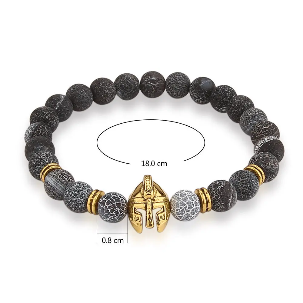 V.Ya Fashion Man's Jewelry Helmet Bracelets Bangles For Men Natural Stone Beads Bracelet Diy Charm 1