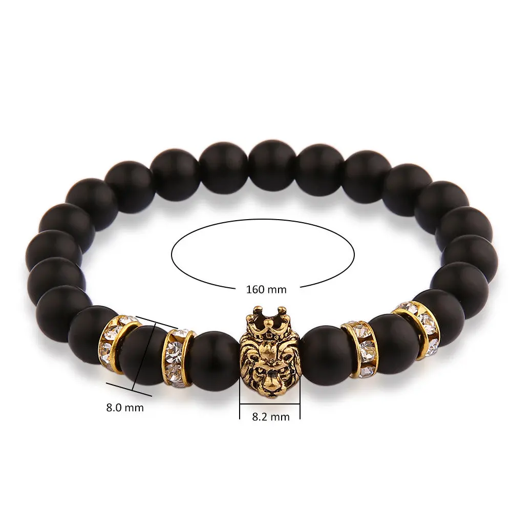 V.Ya Animal Charms Bracelets For Men Women Natural Stone Jewelry With Crystal Woman's Man's Lion Bracelet Bangle Beads Bangles 1