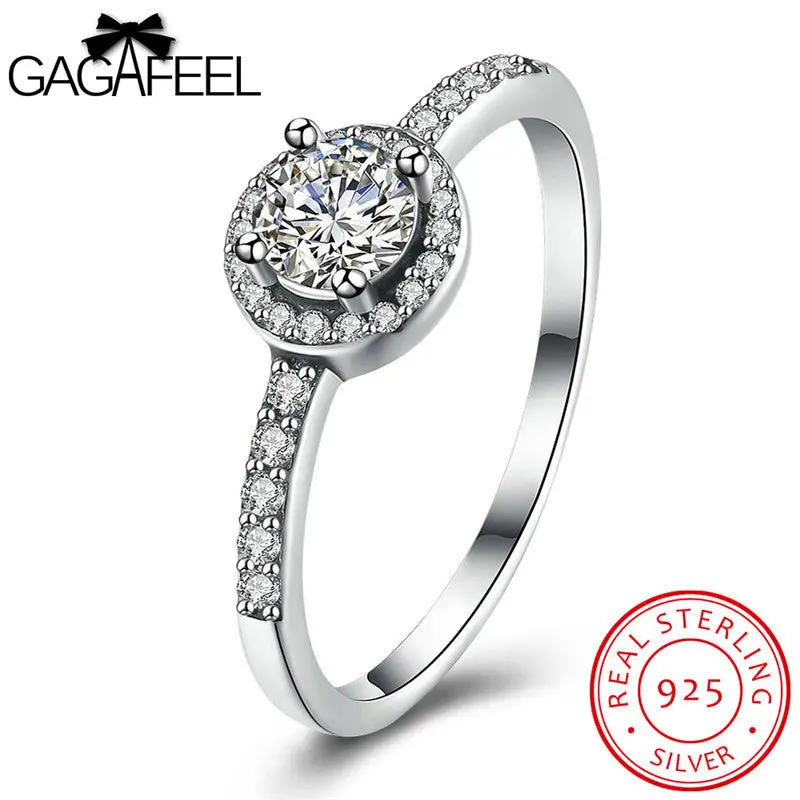 Gagafeel Micro Pave Cz Ring 925 Sterling Silver Jewelry For Women Lady Female With Clear Round Design Cubic Zircon Us Size 6/7/8 1