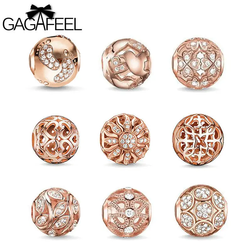 Gagafeel Big Hole Beads Women's Rose Gold Jewelry Diy White Austrian Crystal Animal Charm  Loose Bead For European Bracelet B05 1