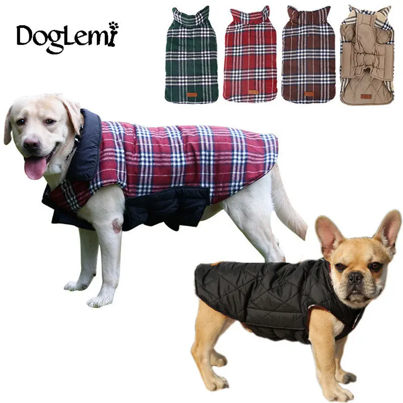 2016 Waterproof Reversible Dog Jacket Designer Warm Plaid Winter Dog Coats Pet Clothes Elastic Small To Large Dog Clothes Winter 1