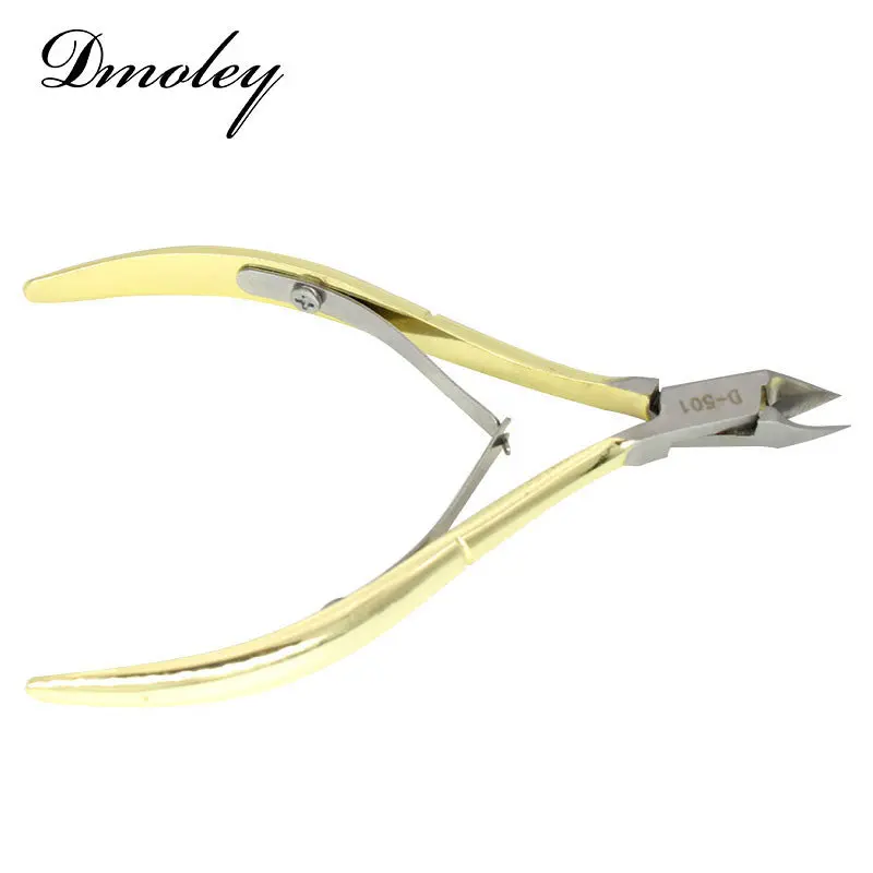 1Pc Stainless Steel Nail Cuticle Scissors Manicure Pedicure Tools Golden Handle Dead Skin Scissor Nipper Clipper Art Tool 1