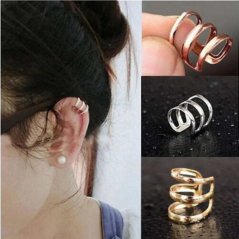 1Pc 2017 Brand New Punk Rock Ear Clip Cuff Wrap Earrings No Piercing-Clip Women Men Party Jewelry Cheap Wholesale Free Shipping 1