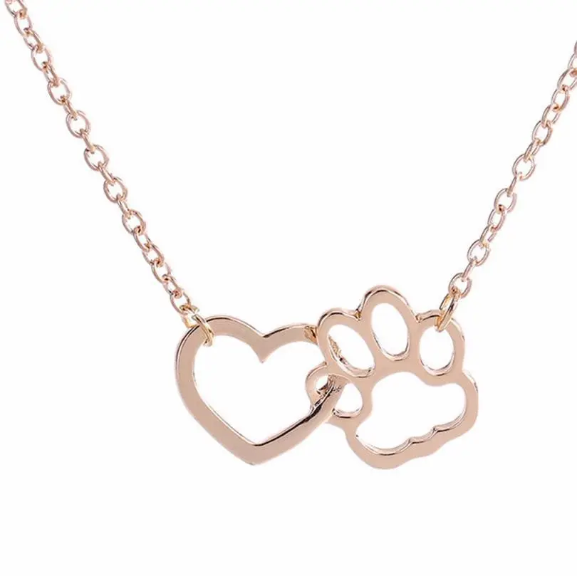 Pendant Necklace For Women Girl Personalized Charming Fashion Jewelry Silver Plated Black And White Crystal Rhinestone Dog Paw 1