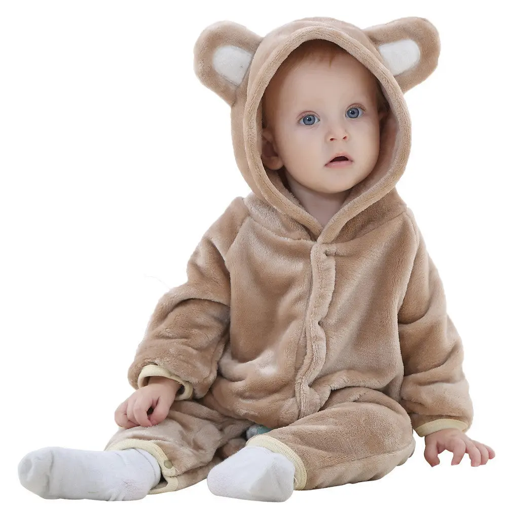 Newborn Baby Rompers Autumn Winter Flannel Baby Boy Clothes Cartoon Animal Rompers Shaped Jumpsuit Baby Girl Rompers Baby Clothe 1