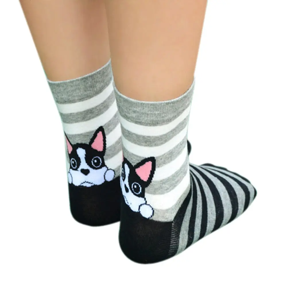 Socks Girls Calcetines Mujer Fashion 3D Print Funny Low Cut Xmas Socks Cotton Animal Dog Casual Sock Meias 1