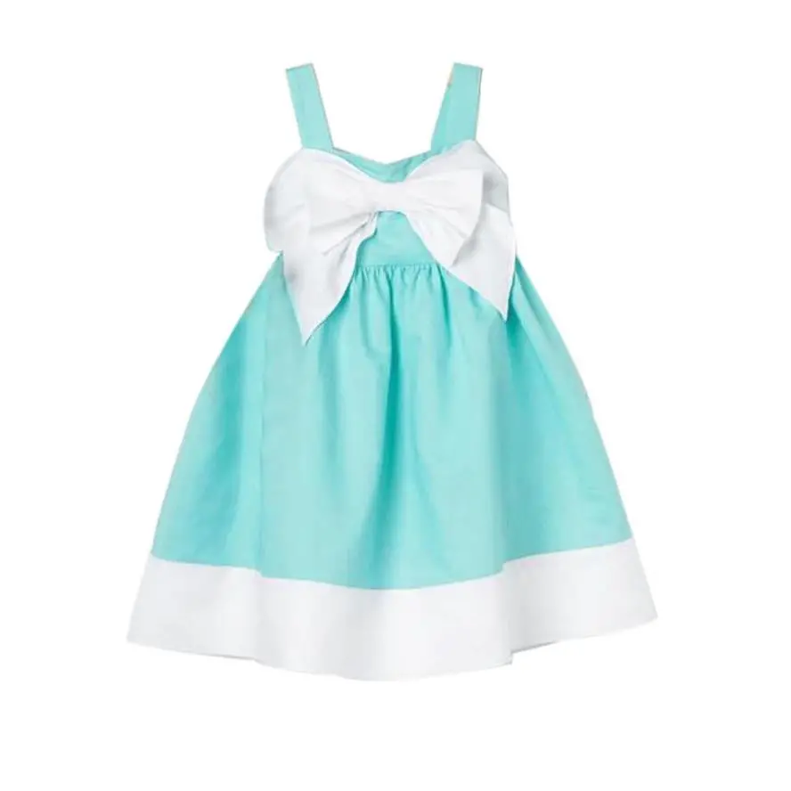 2017 Summer New Princess Girl Dresses Solid Sleeveless Princess Girl Dress Children Kids Big Bow Girl Dress Vestido Infantis 1