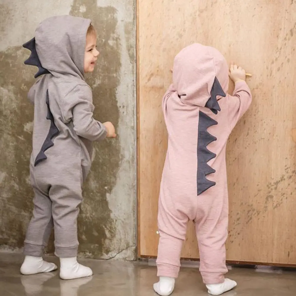 Cartoon Dinosaur Design Hooded Baby Rompers Newborn Clothing Cotton Long Sleeve Jumpsuits Boys Girls Outerwear Costume Baby Gift 1