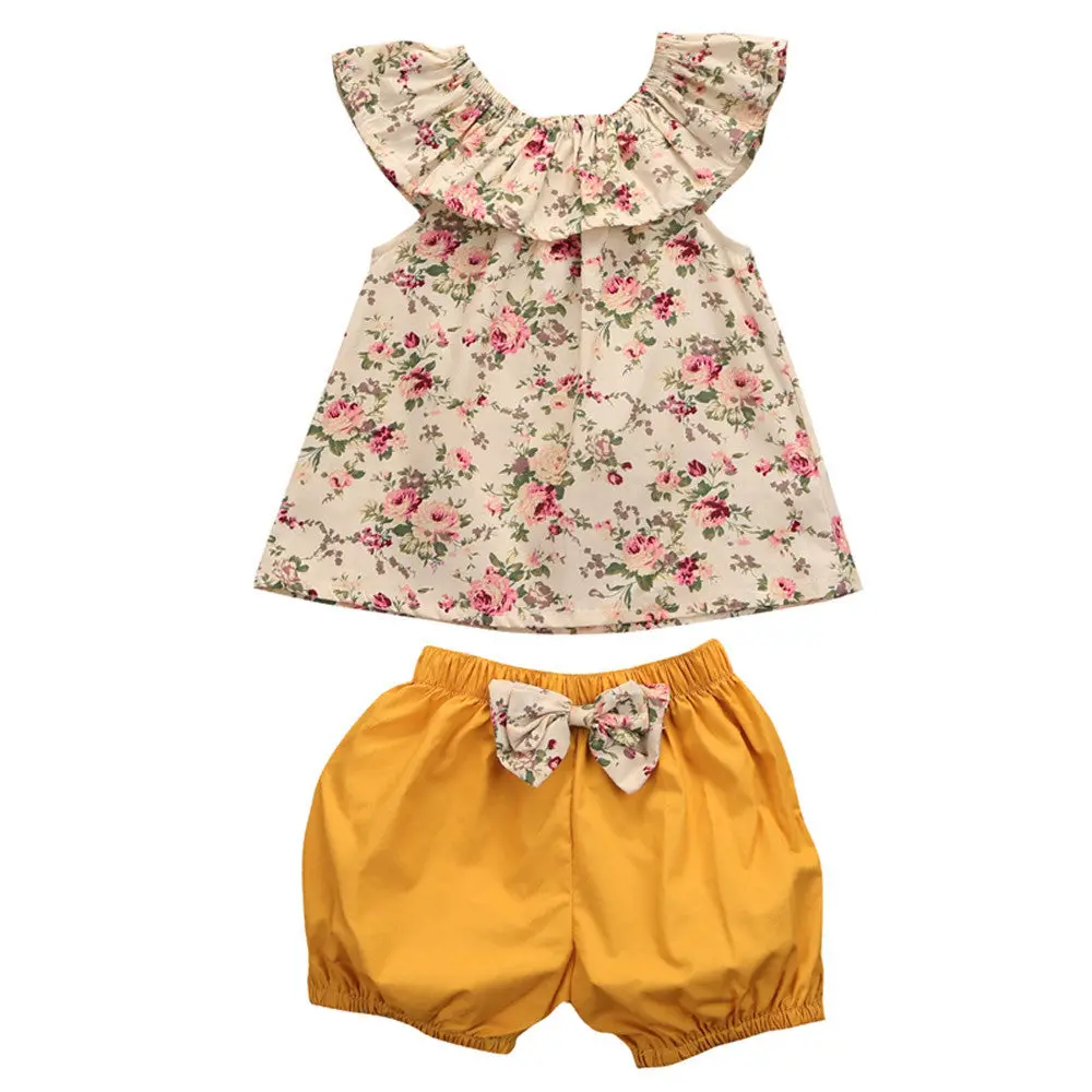Toddler Infant Baby Girl Clothing Set Outfits Floral Shirt Tops Short Sleeve Flower Shorts Pants 2Pcs Set Clothes Baby Girls 1