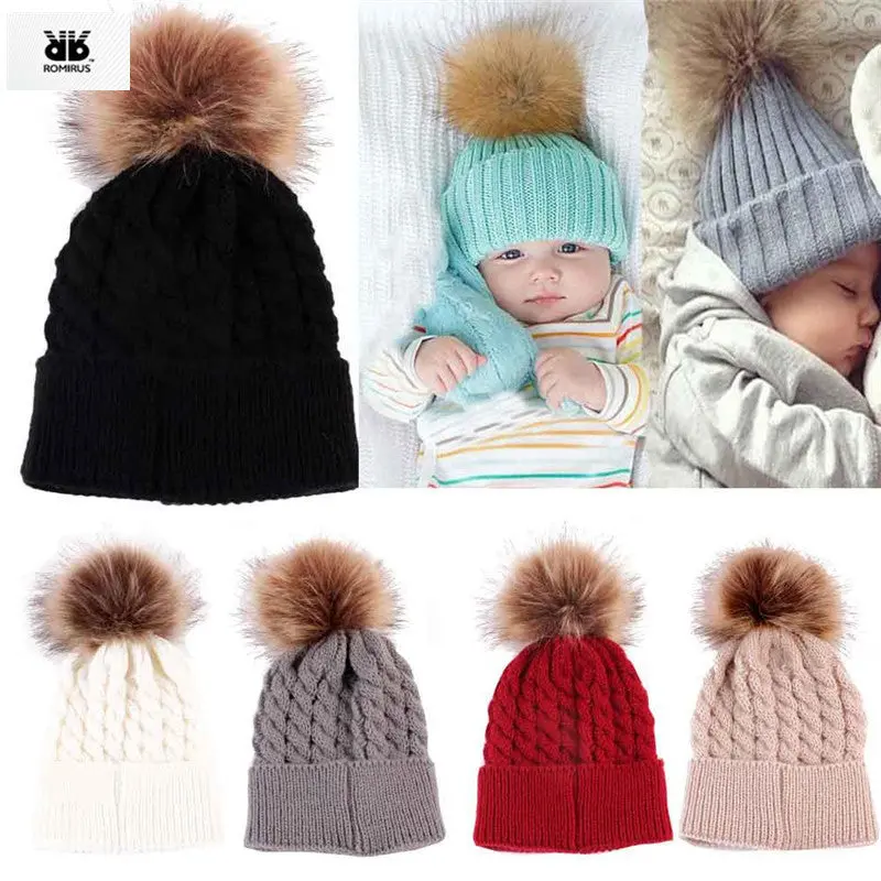 2017 Real Limited Newborn Baby Girl Hat Beanie Toddler Kids Winter Knitted Hats Crochet Warm Caps For Girls Dress Recien Nacido 1