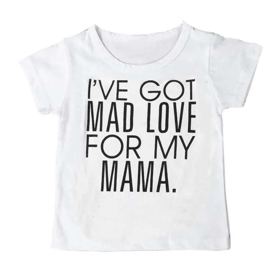 Summer 2017 Newborn Baby Boys Girls Short Sleeve Cotton Letter Printed T-Shirt Toddler Tee Children Loose Kids Outfits Tops 1