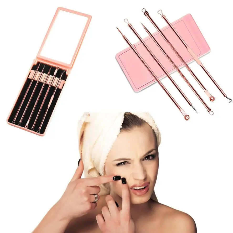 High Quality 5Pcs/Set Blackhead Pimple Blemish Comedone Acne Extractor Remover Tool Set Kit 1