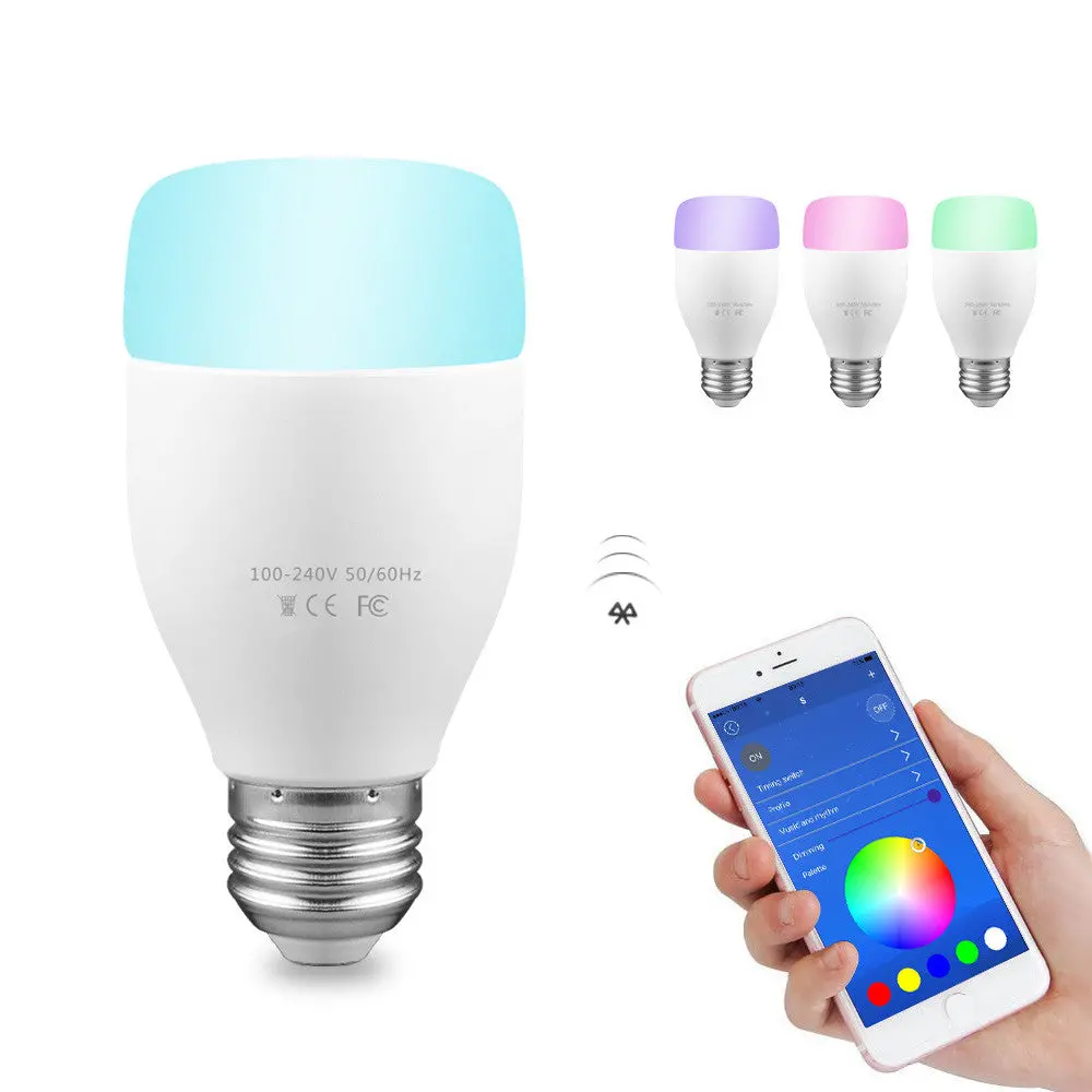 Wifi Smart Bulb 6W E27 Rgbw Led Light Support Remote Control / E* Voice Control / Music Rhythm / Adjust Color Brightness For Android Ios Smartphone Ac 100-240V 1