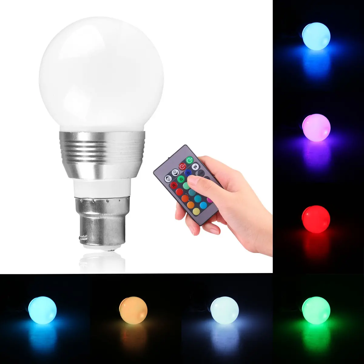 3W B22 16 Colors Changing Rgb Led Light Bayonet Bulb With Remote Control Lamp Ac85-240V 1