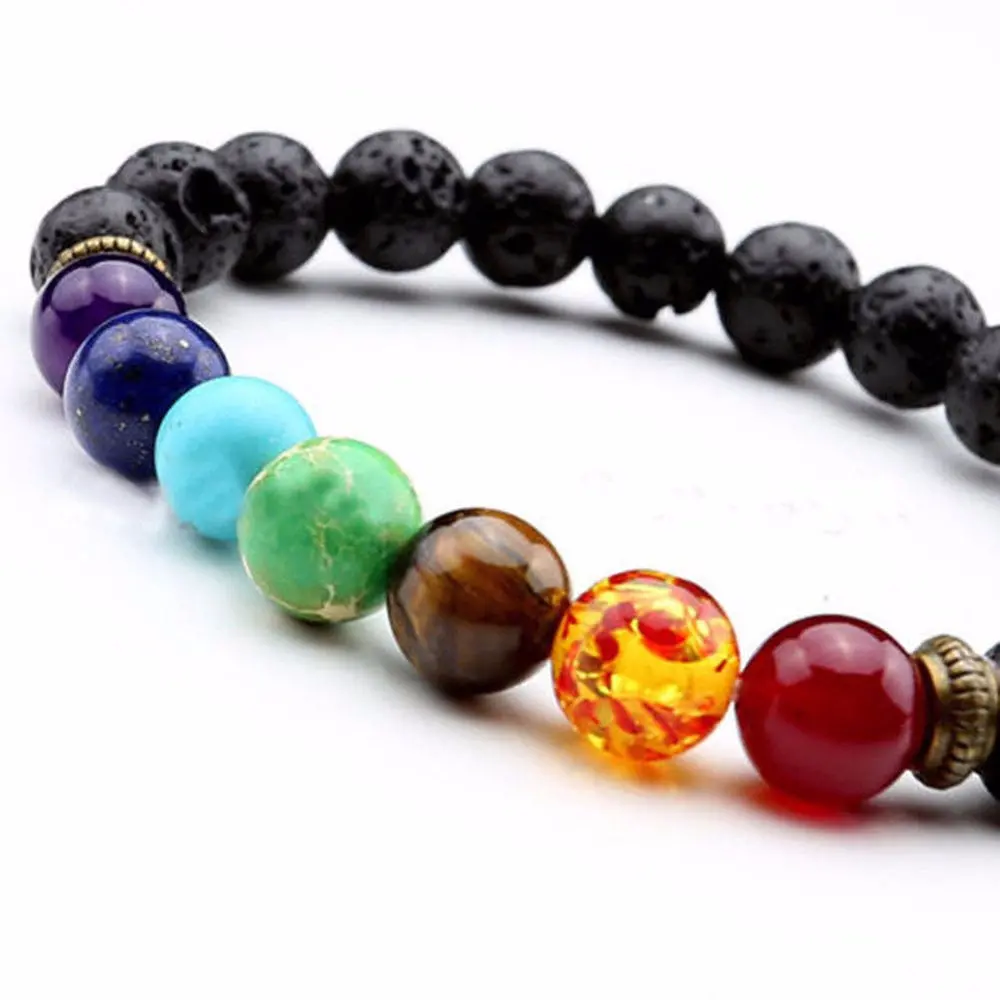 7 Chakra Healing Beaded Bracelet Natural Lava Stone Diffuser Bracelet Jewelry 1