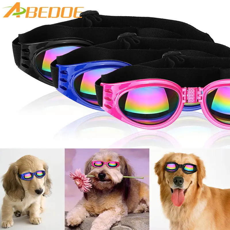 Abedoe Foldable Pet Dog Uv Sunglasses Dog Pet Glasses Pet Eye Wear Waterproof Dog Protection Goggles Blue Pink Color Loss Sale 1