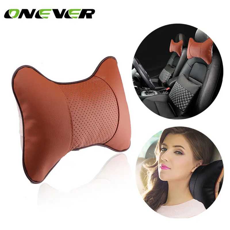 1Pcs Car Neck Pillow Pu Leather Seat Car Seat Head Neck Rest Headrest Car Rest Cushion For Universal Car 28X20cm 1