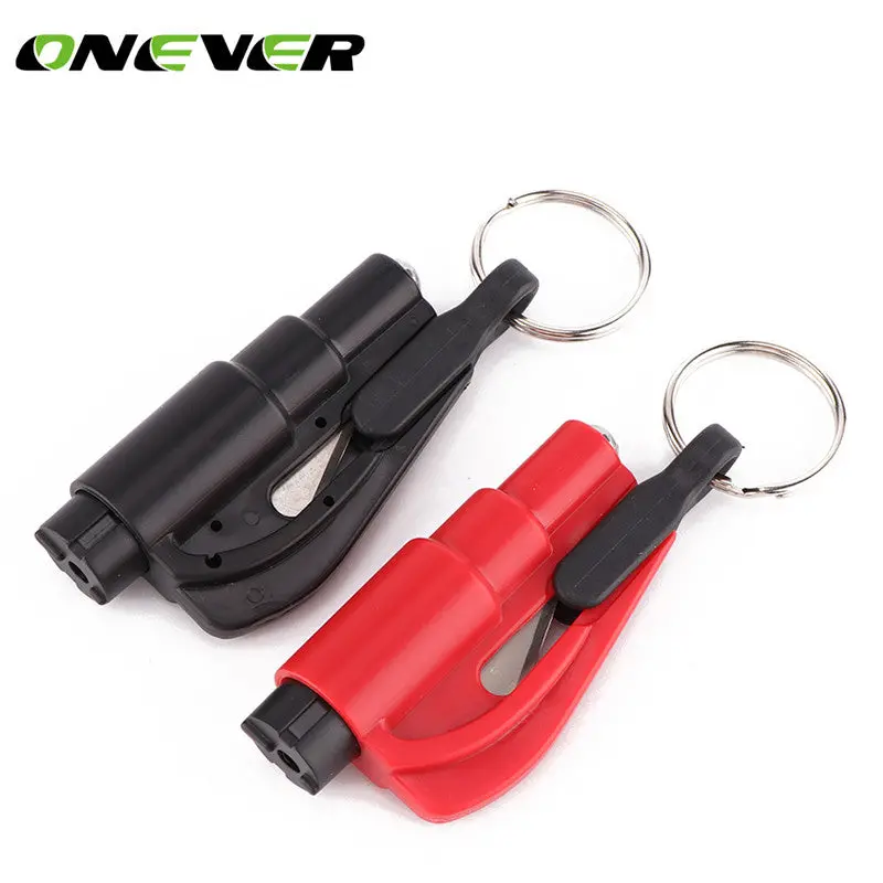 3 In 1 Car Keychain Emergency Safety Hammer Auto Car Window Glass Breaker Seat Belt Rescue Hammer Escape Tool 1