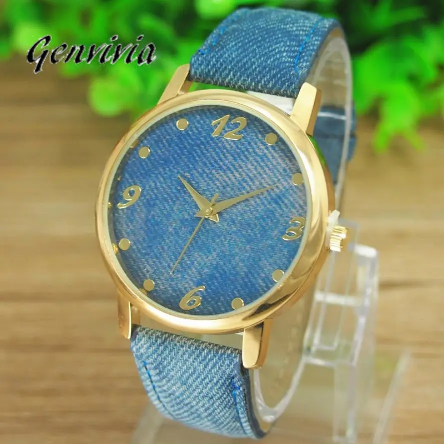 2017 New Promotion Relojes 1Pcs/Lot Casual Ladies Denim Cloth Alloy Dress Watches Woman Wrist Watch For Women 1